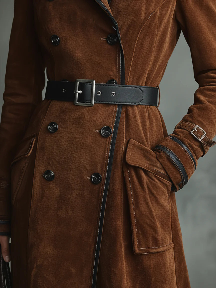 Renée™ – Long Suede Trench Coat